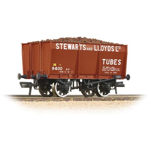 37-402 16T Steel Slope-Sided Mineral Wagon in Stewart & Lloyds Red Livery - Includes Wagon Load