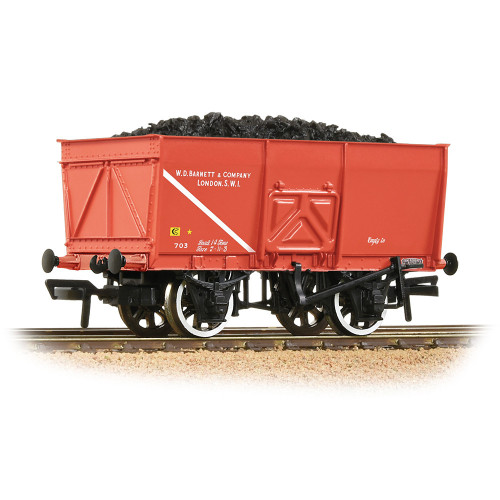 37-429 16T Steel Slope-Sided Mineral Wagon in WD Barnett & Co. Red Livery - Includes Wagon Load