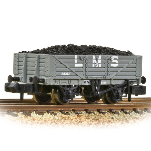 377-064 5 Plank Wagon Wooden Floor in LMS Livery with Load