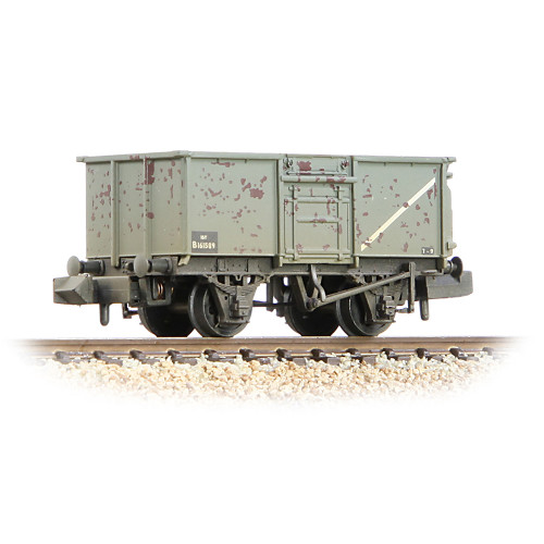 377-227F BR 16T Steel Mineral Wagon with Top Flap Doors No.B161589 in BR Grey Livery - Weathered