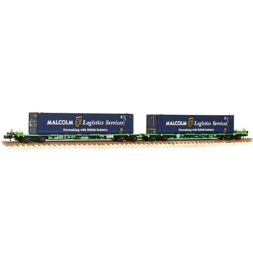 377-353A Intermodal Bogie Wagons 45ft Containers in Malcolm Logistics Livery