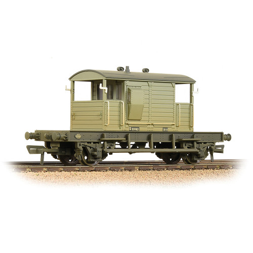 38-401B SR 25T Pill Box Brake Van with Left-Hand Duckets in BR Grey (Early) - Weathered