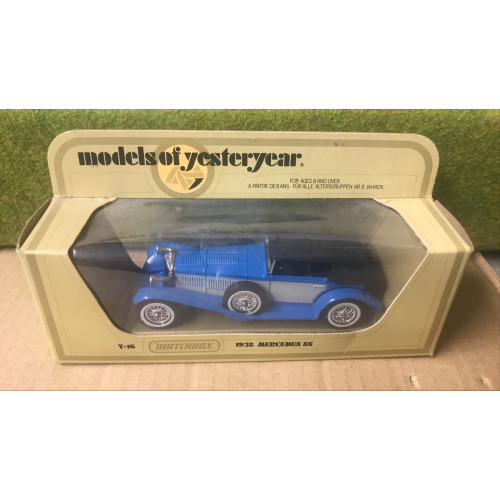Matchbox Models of Yesteryear Y-16 1/35 Scale 1928 Mercedes SS in Blue, White & Black