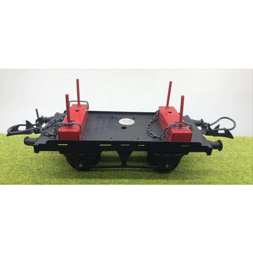 Hornby O Gauge Tinplate No.1 Lumber Wagon in Black with Red Bolsters and T4 Base