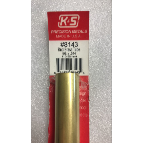 KS143 K & S Precision Metals No.8143 5/8" x 0.14" Round Brass Tube x 12" Long