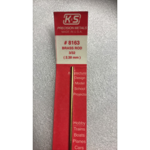 KS163 K & S Precision Metals No.8163 Round Brass Rod 3/32" x 12"