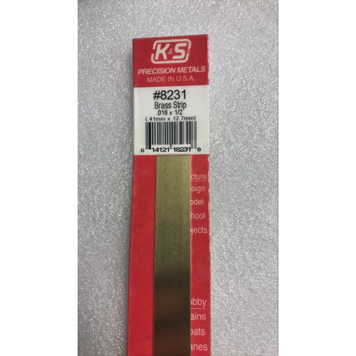 KS231 K & S Precision Metals No.8231 Brass Strip 0.016" x 1/2" x 12" Long