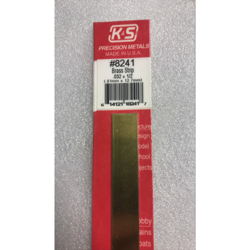 KS241 K & S Precision Metals No.8241 Brass Strip 0.032" x 1/2" x 12" Long