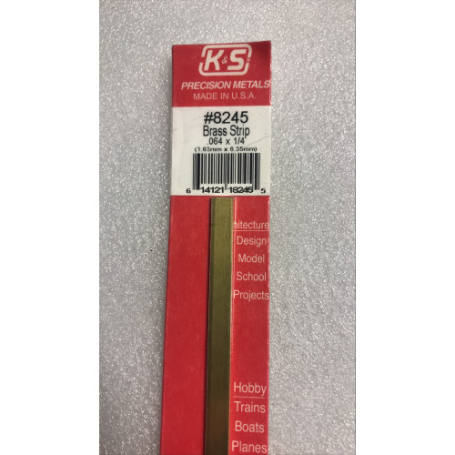 KS245 K & S Precision Metals No.8245 Brass Strip 0.064" x 1/4" x 12" Long
