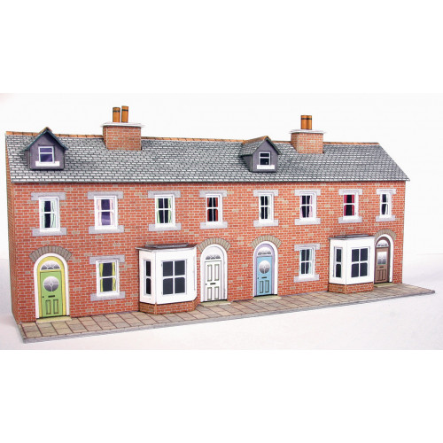 PN174 Metcalfe N Gauge Red Brick Terraced House Fronts - Low Relief